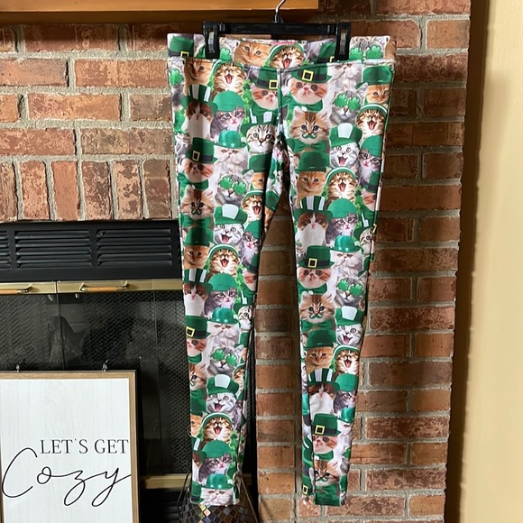 Tipsy Elves St Patrick's Catty's Day Irish Cats Leggings - Picture 1 of 6